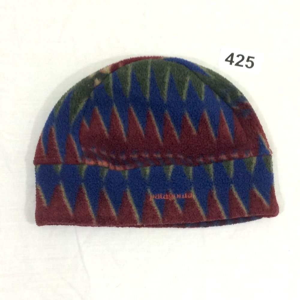Vintage Patagonia Medium Fleece Hat Aztec Patterned Vintage 90s Blue Red Green